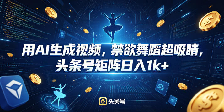 用AI生成视频,禁欲舞蹈超吸睛,头条号矩阵日入1k+-智云网