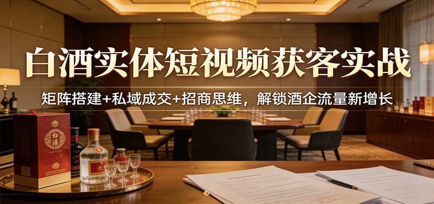 白酒实体短视频获客实战：矩阵搭建+私域成交+招商思维，解锁酒企流量新增长-智云网