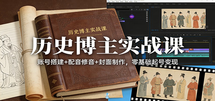 历史博主实战课:账号搭建+配音修音+封面制作,零基础起号变现-智云网