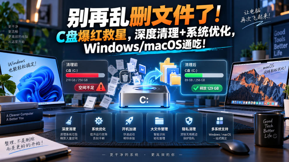 别再乱删文件了!C盘爆红救星,深度清理+系统优化,Windows/macOS通吃!-智云网