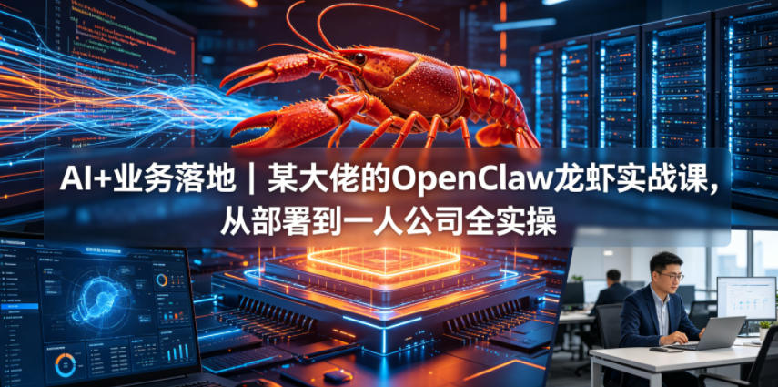 AI+业务落地|某大佬的OpenClaw小龙虾实战课,从部署到一人公司全实操 AI+业务落地|某大佬的OpenClaw小龙虾实战课,从部署到一人公司全实操