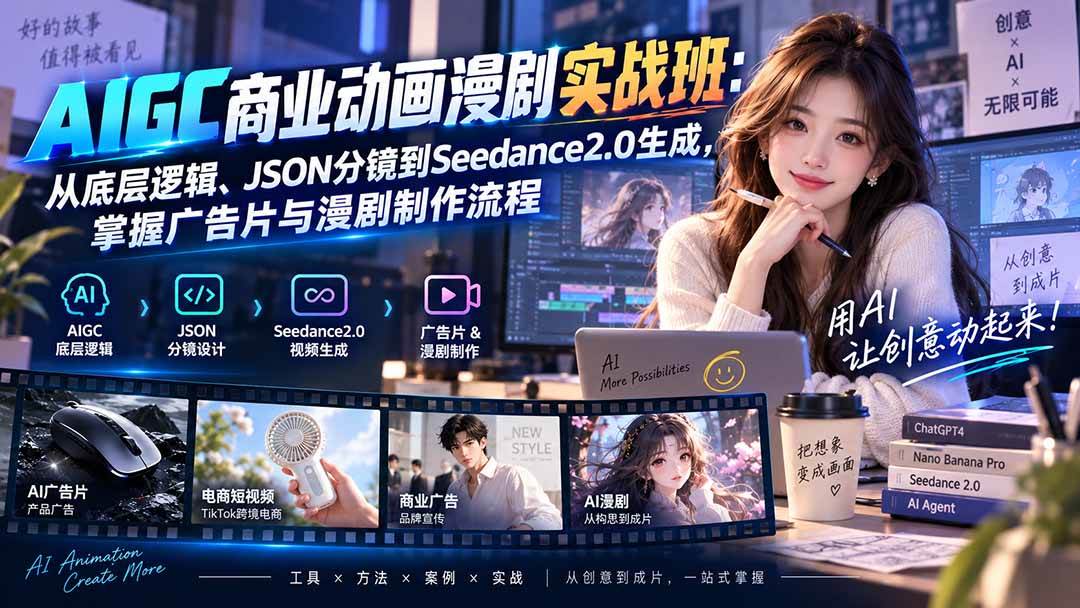 (20268期)AIGC商业动画漫剧实战班-更新:从底层逻辑、JSON分镜到Seedance2.0生成,掌握广告片与漫剧制作流程-智云网
