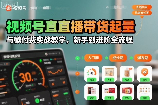 视频号直播带货起量与微付费实战教学,新手到进阶全流程(更新)-智云网