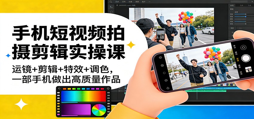 手机短视频拍摄剪辑实操课:运镜+剪辑+特效+调色,一部手机做出高质量作品-智云网