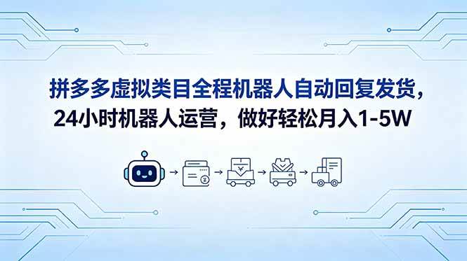 (18715期)拼多多虚拟类目全程机器人自动回复发货,24 小时机器人运营,做好轻松月入 1-5W-智云网
