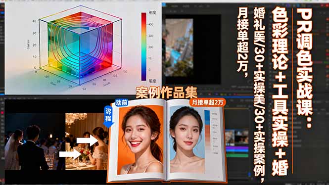 PR调色实战课:色彩理论+工具实操+婚礼医美/30+实操案例,月接单超2万-智云网