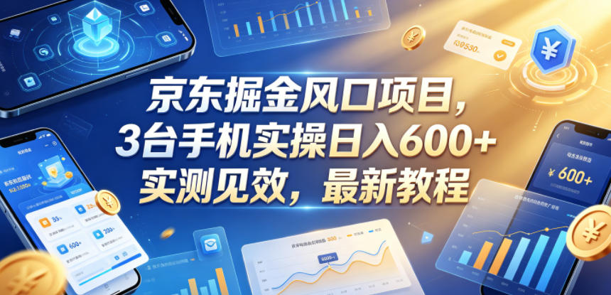 京东掘金风口项目,3台手机实操日入600+,实测见效,最新教程【揭秘】-智云网