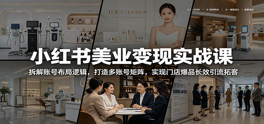 小红书美业变现实战课：拆解账号布局逻辑，打造多账号矩阵，实现门店爆品长效引流拓客-智云网