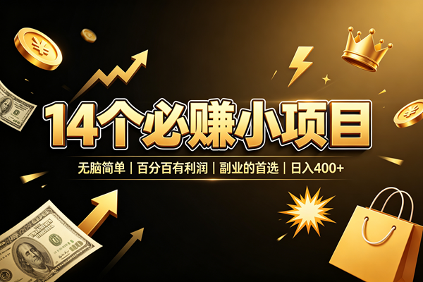 （19267期）14 个必赚小项目，无脑简单，百分百有利润，副业的首选，日入 400+-智云网