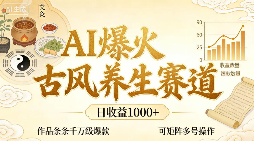 AI爆火古风养生赛道,日收益1k+单条作品点赞破万+,可矩阵多号操作【揭秘】-智云网