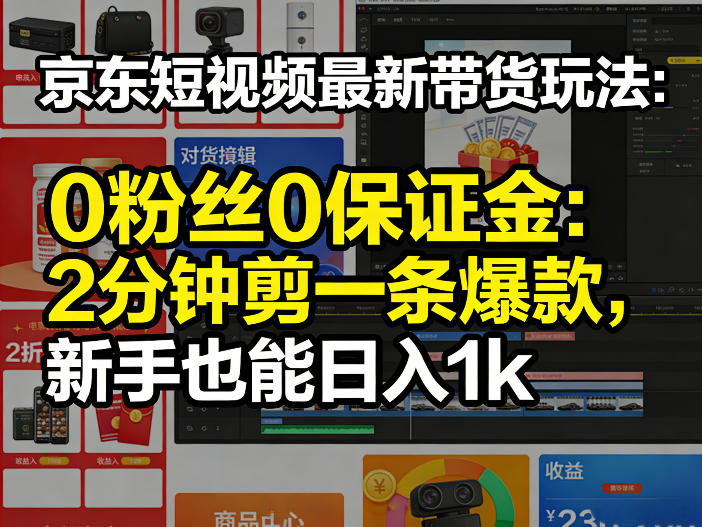 京东短视频最新带货玩法,0粉丝0保证金,2分钟剪一条爆款,新手也能日入1k+【揭秘】-智云网