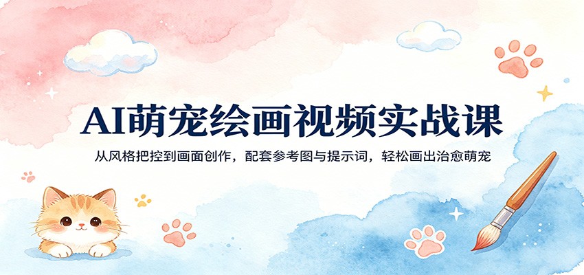 AI萌宠绘画视频实战课：从风格把控到画面创作，配套参考图与提示词，轻松画出治愈萌宠-智云网