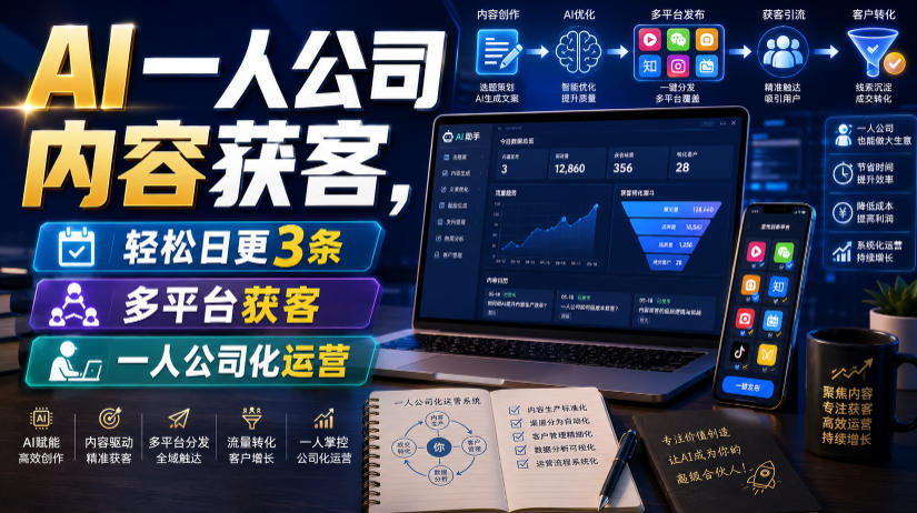 AI一人公司内容获客，轻松日更3条，多平台获客，一人公司化运营（更新0827）-智云网